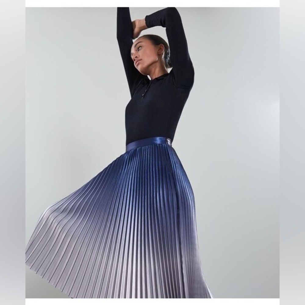 NWT Reiss Anna Metallic Ombre Pleated Midi Skirt